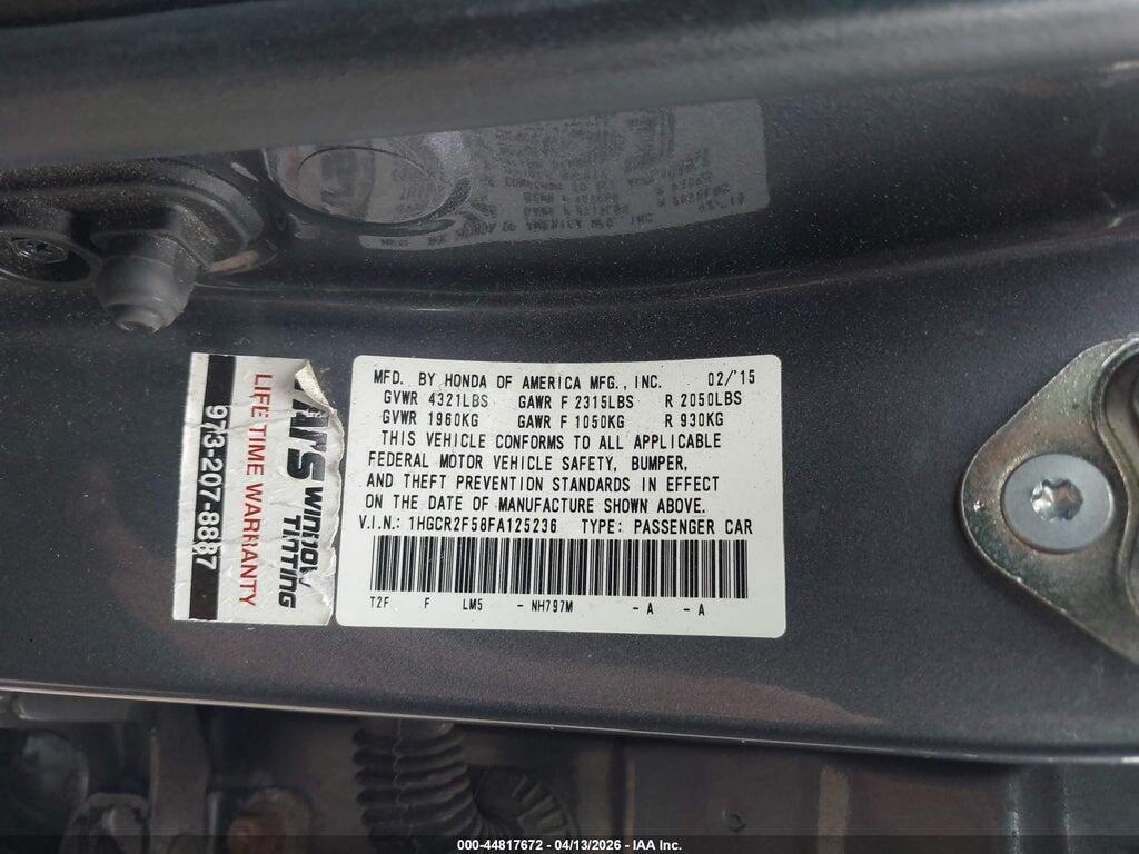 1HGCR2F58FA125236 2015 HONDA ACCORD photo no. 9