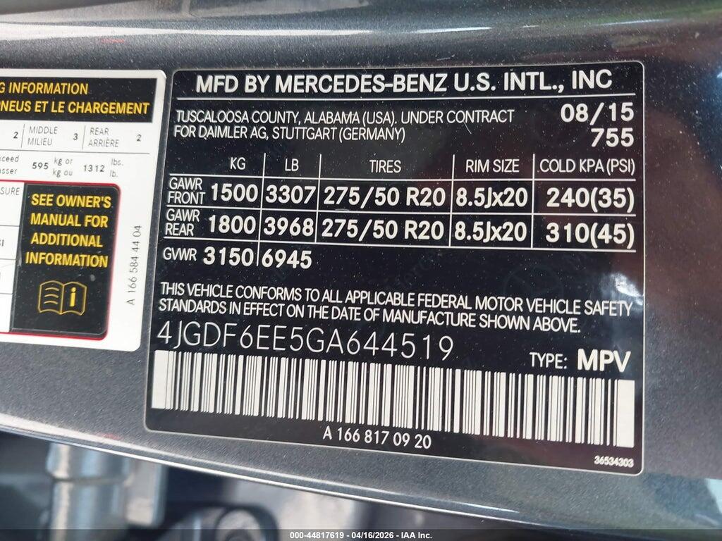 4JGDF6EE5GA644519 2016 MERCEDES-BENZ GL 450 photo no. 9