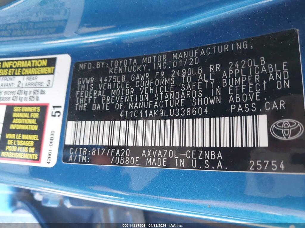 4T1C11AK9LU338604 2020 TOYOTA CAMRY photo no. 9