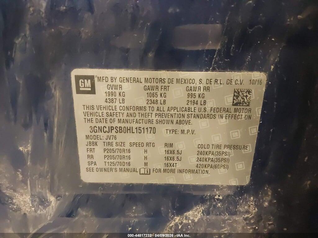 3GNCJPSB0HL151170 2017 CHEVROLET TRAX photo no. 9