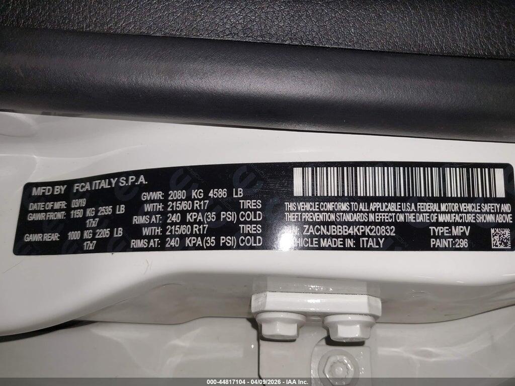 ZACNJBBB4KPK20832 2019 JEEP RENEGADE photo no. 9