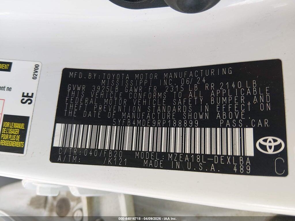 5YFB4MDE9RP188899 2024 TOYOTA COROLLA photo no. 9