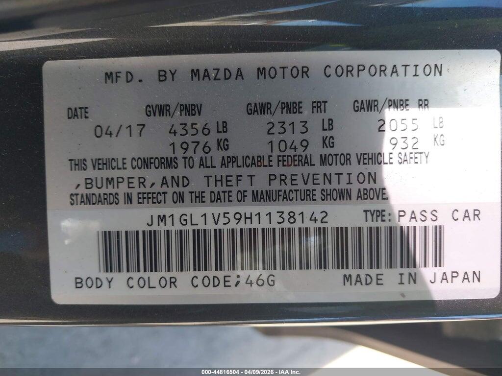 JM1GL1V59H1138142 2017 MAZDA MAZDA6 photo no. 9
