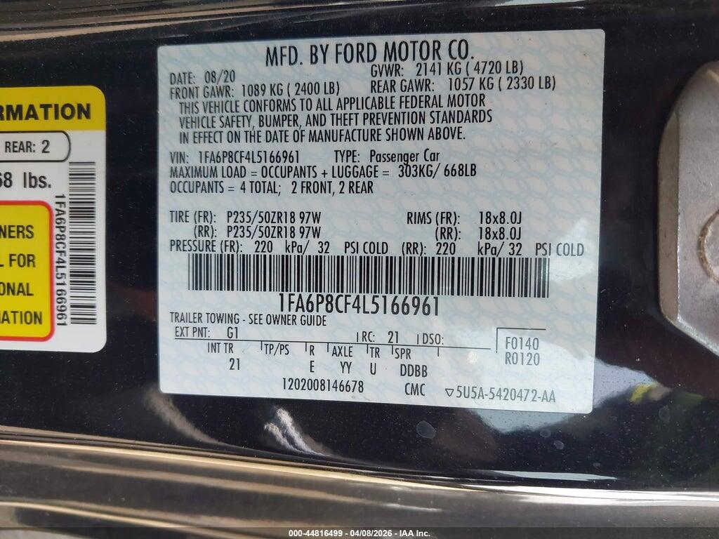 1FA6P8CF4L5166961 2020 FORD MUSTANG photo no. 9