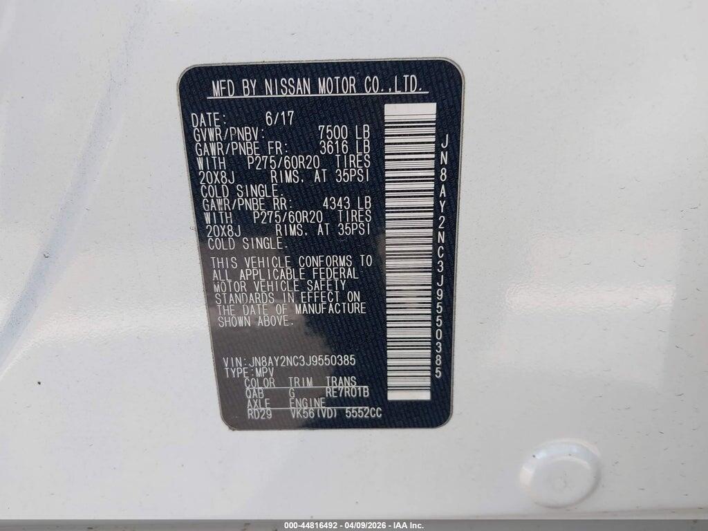 JN8AY2NC3J9550385 2018 NISSAN ARMADA photo no. 9