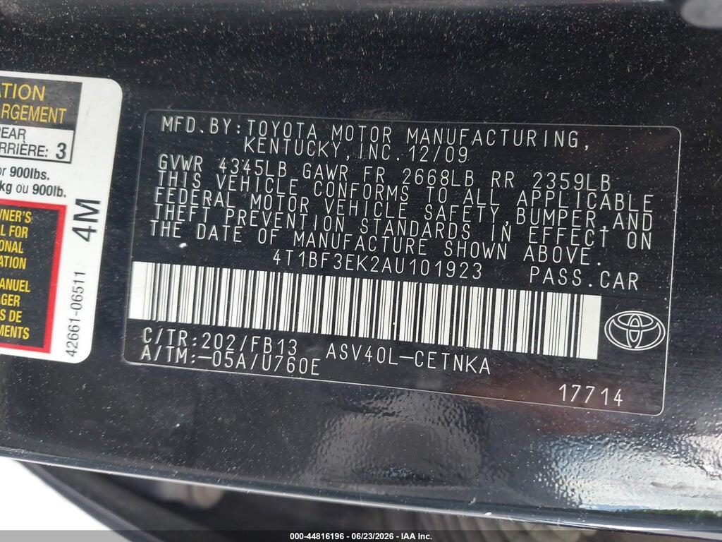 4T1BF3EK2AU101923 2010 TOYOTA CAMRY photo no. 9