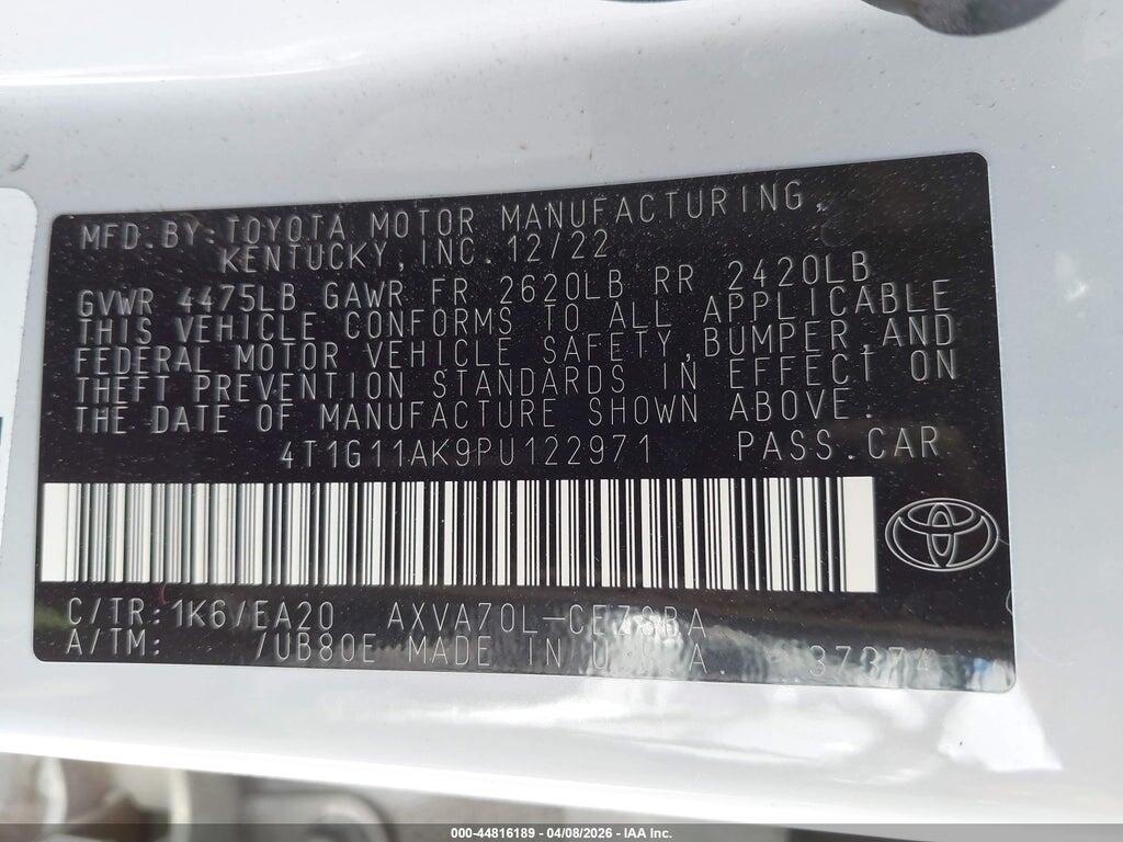 4T1G11AK9PU122971 2023 TOYOTA CAMRY photo no. 9