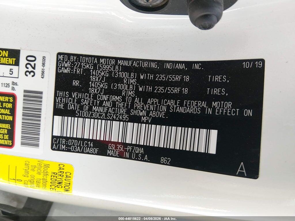 5TDDZ3DC2LS242495 2020 TOYOTA SIENNA photo no. 9