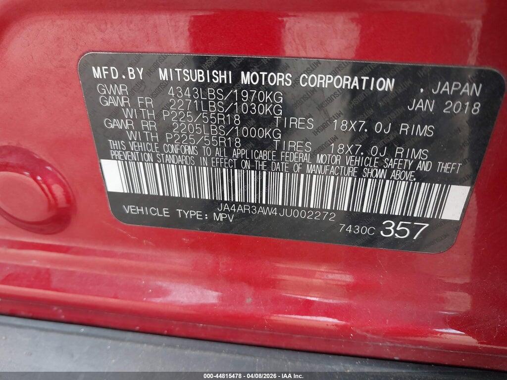 JA4AR3AW4JU002272 2018 MITSUBISHI OUTLANDER SPORT photo no. 9
