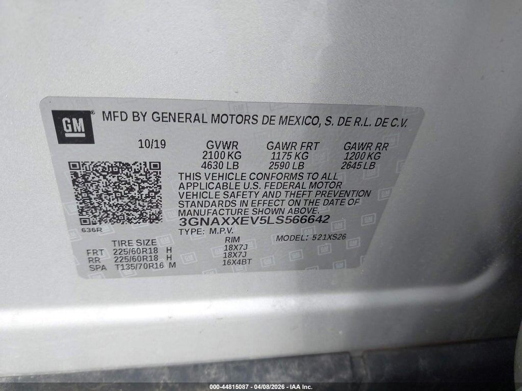 3GNAXXEV5LS566642 2020 CHEVROLET EQUINOX photo no. 9