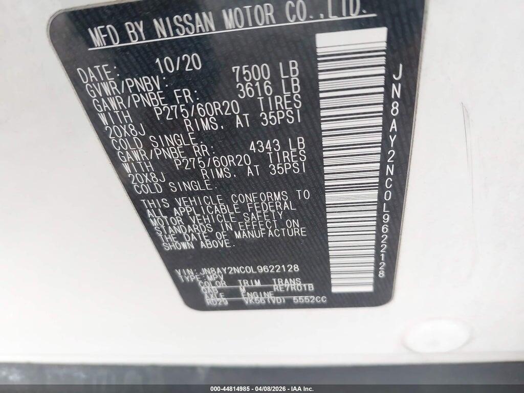JN8AY2NC0L9622128 2020 NISSAN ARMADA photo no. 9