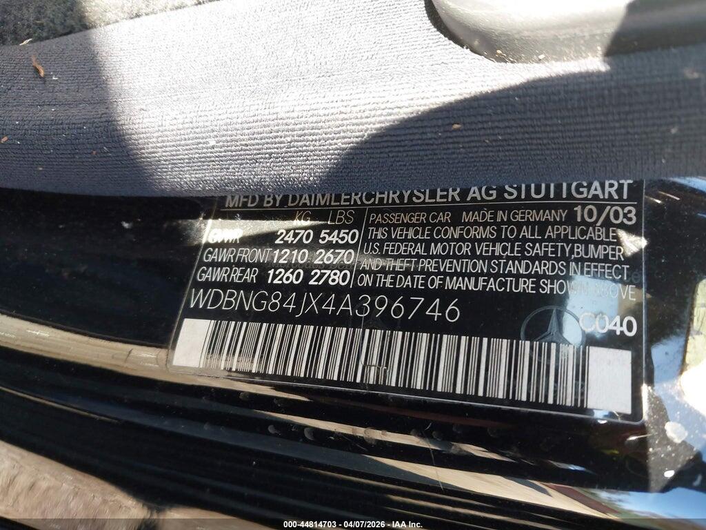 WDBNG84JX4A396746 2004 MERCEDES-BENZ S 500 photo no. 9