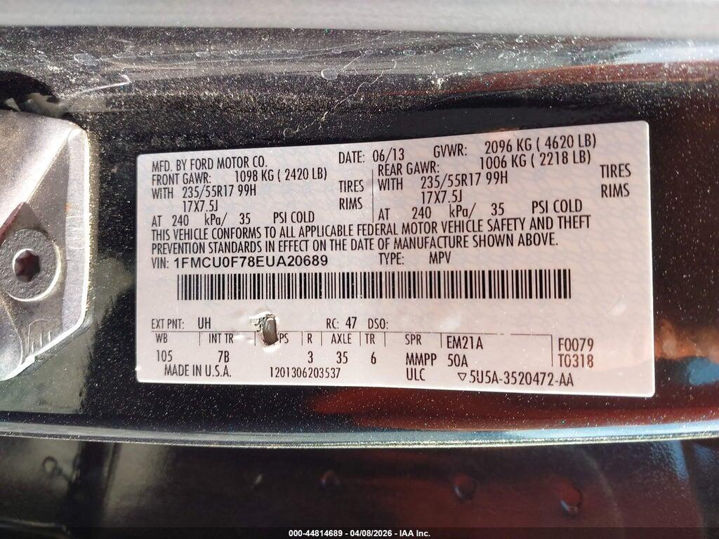1FMCU0F78EUA20689 2014 FORD ESCAPE photo no. 9