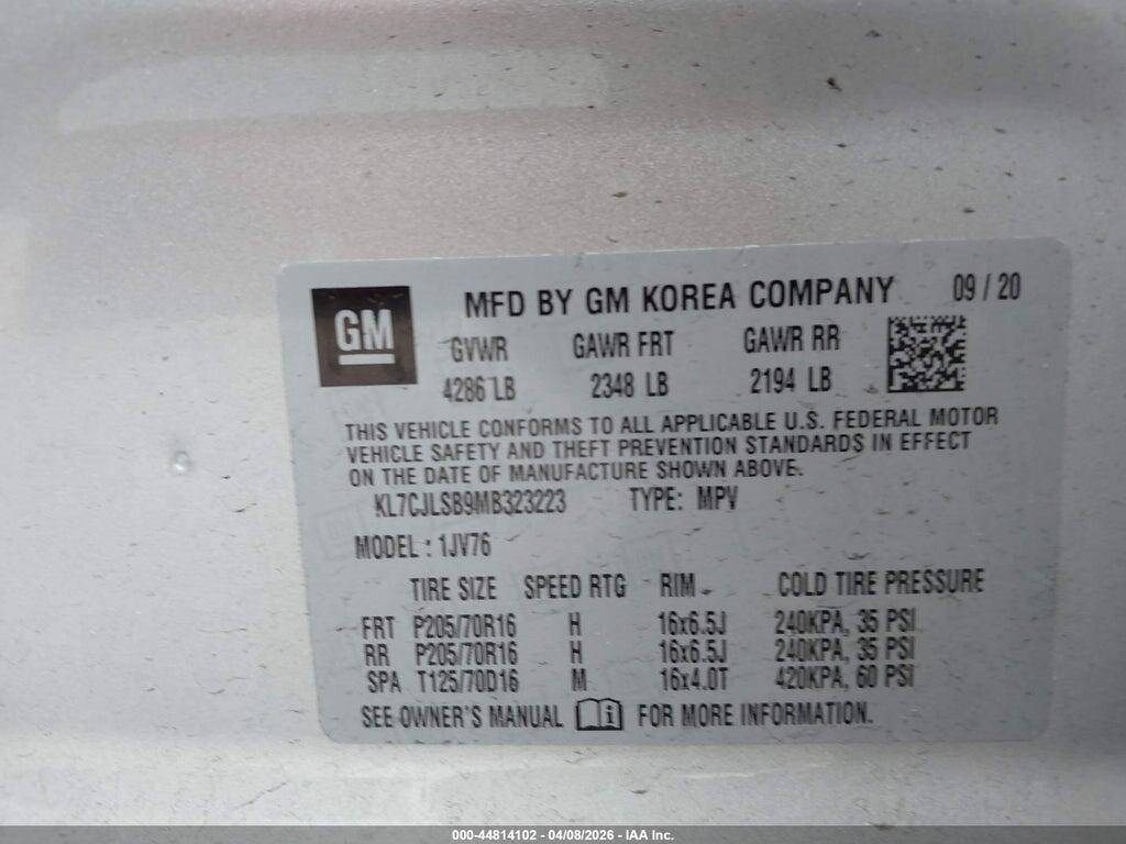 KL7CJLSB9MB323223 2021 CHEVROLET TRAX photo no. 9