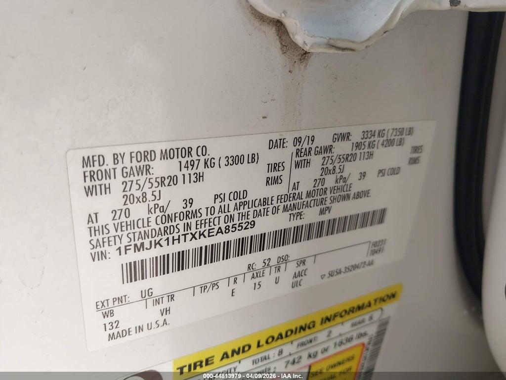 1FMJK1HTXKEA85529 2019 FORD EXPEDITION MAX photo no. 9