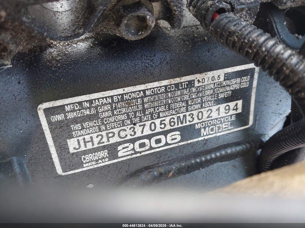 JH2PC37056M302194 2006 HONDA CBR600 photo no. 10