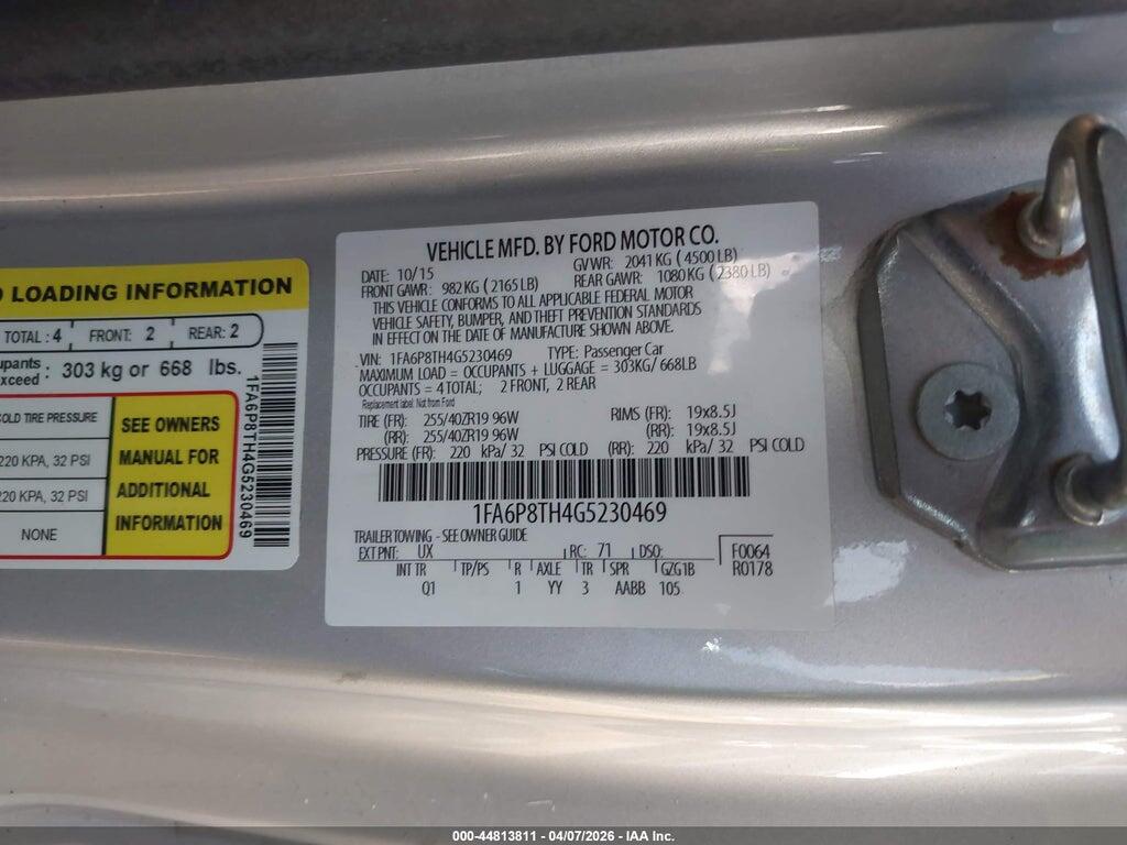 1FA6P8TH4G5230469 2016 FORD MUSTANG photo no. 9