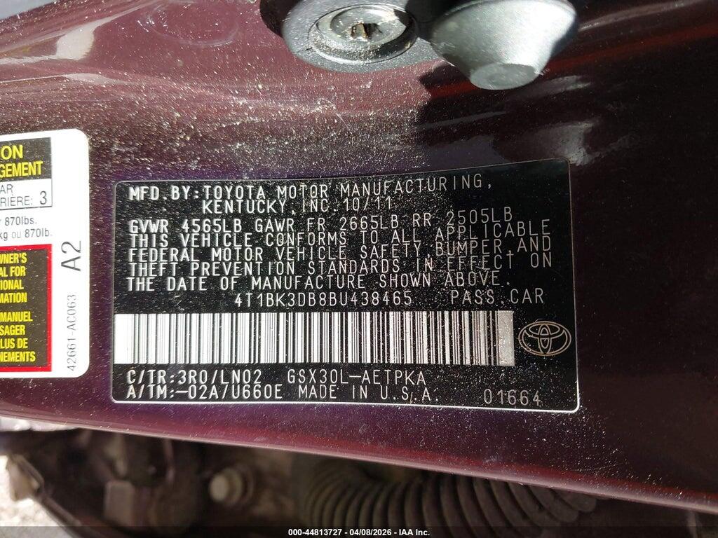 4T1BK3DB8BU438465 2011 TOYOTA AVALON photo no. 9