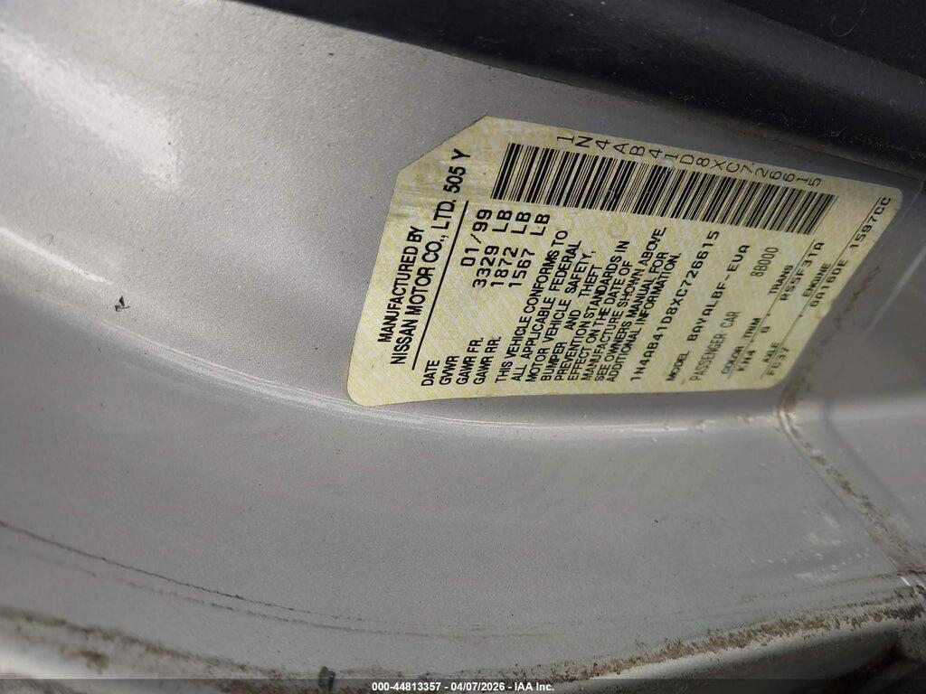 1N4AB41D8XC726615 1999 NISSAN SENTRA photo no. 9