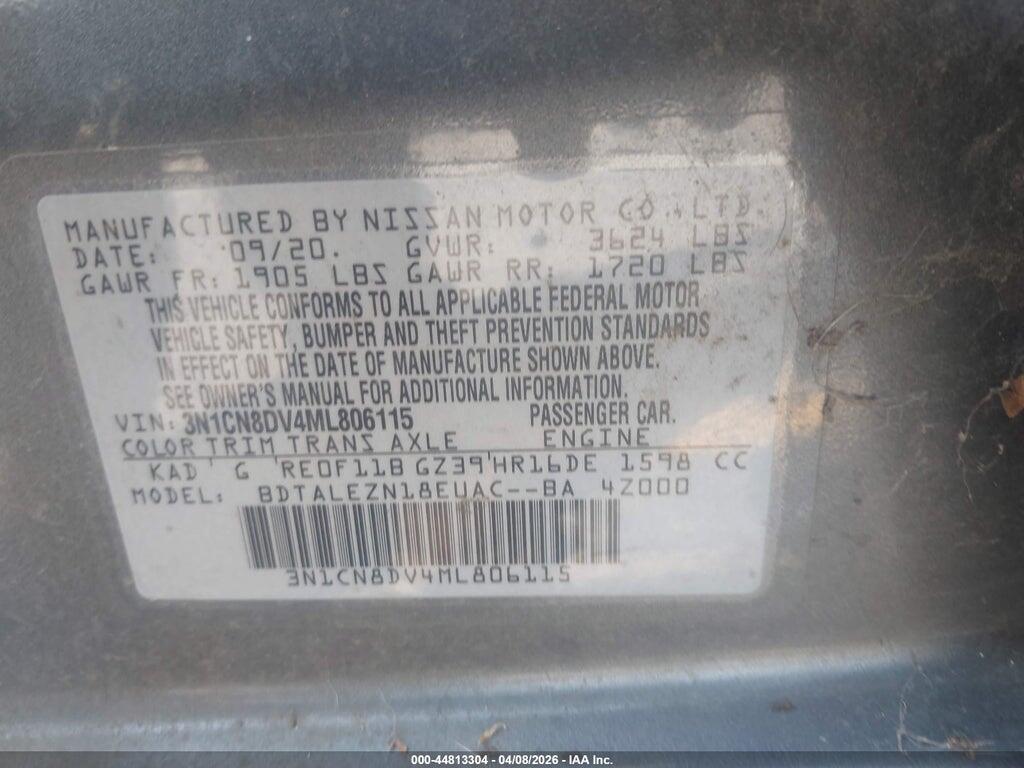 3N1CN8DV4ML806115 2021 NISSAN VERSA photo no. 9