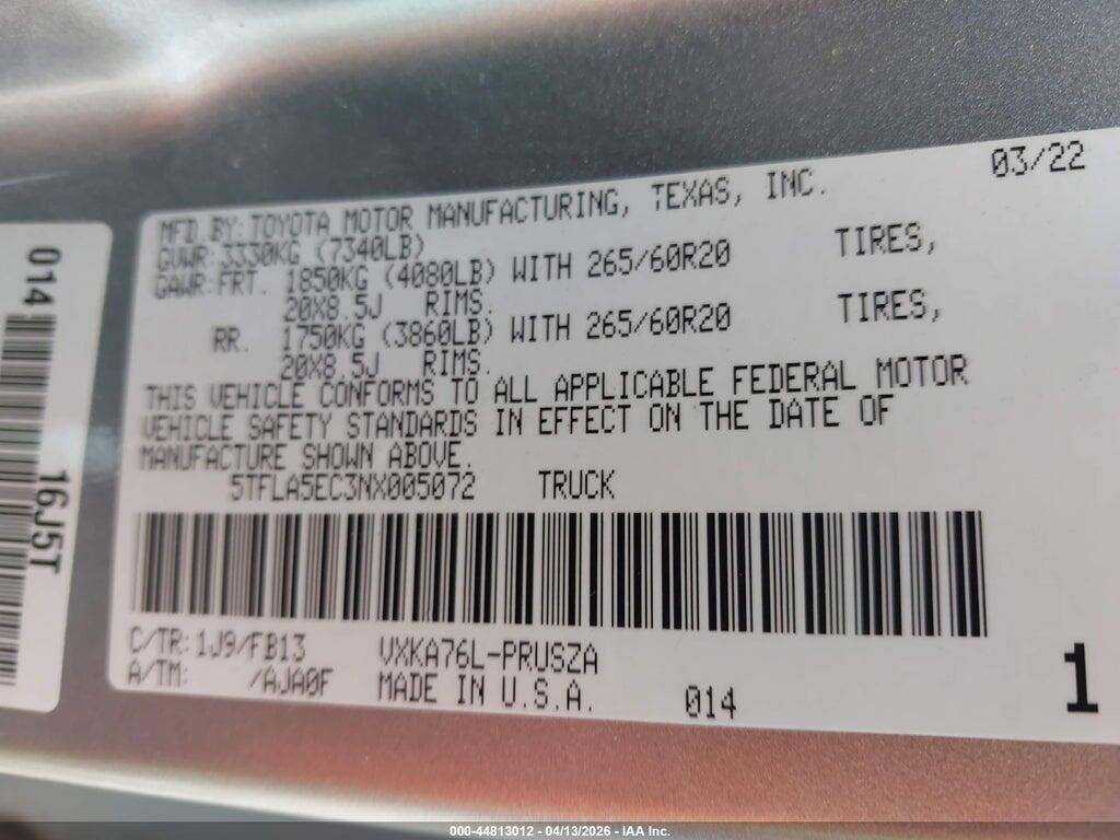 5TFLA5EC3NX005072 2022 TOYOTA TUNDRA photo no. 9