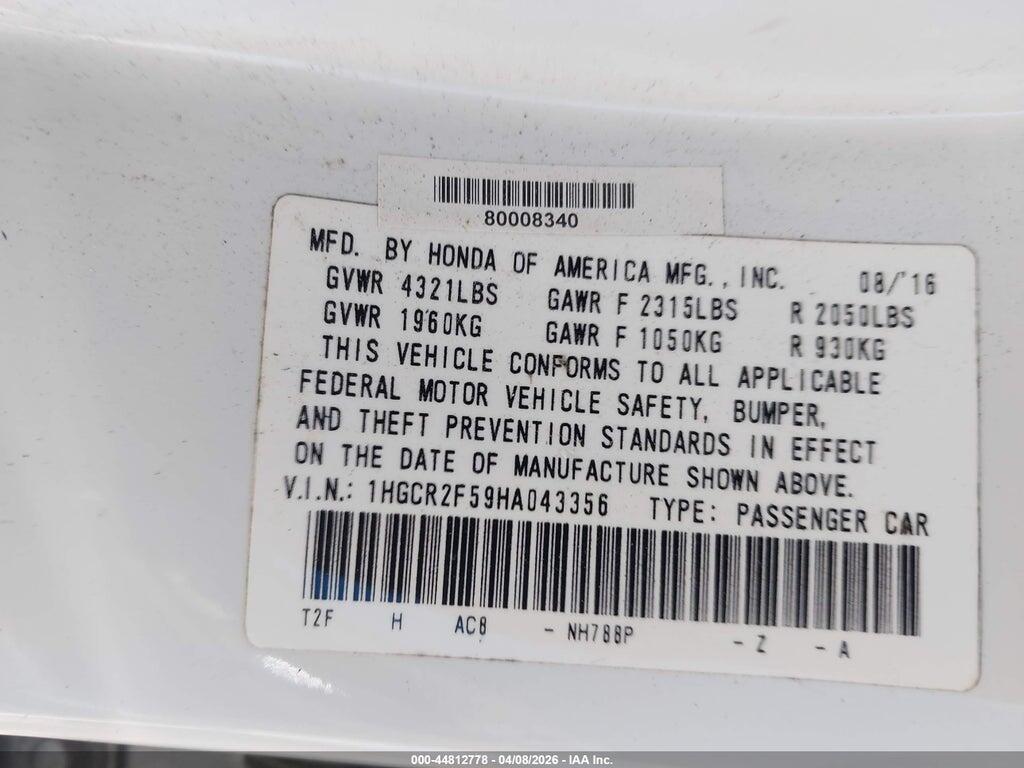 1HGCR2F59HA043356 2017 HONDA ACCORD photo no. 9