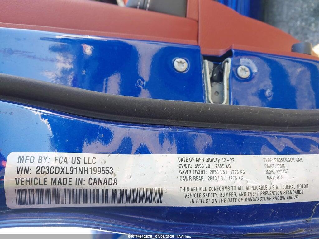 2C3CDXL91NH199653 2022 DODGE CHARGER photo no. 9