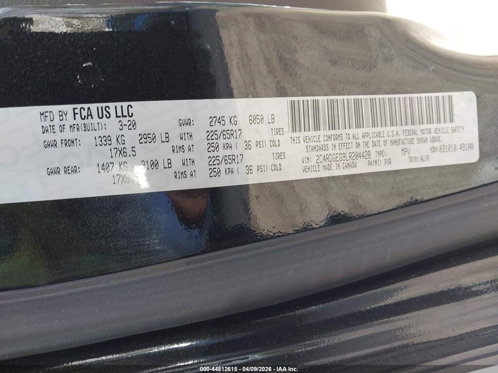 2C4RDGEG9LR204428 2020 DODGE GRAND CARAVAN photo no. 9