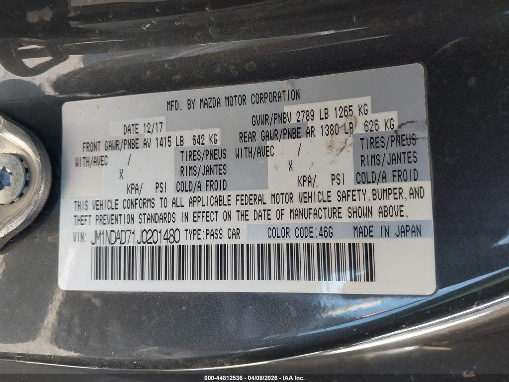 JM1NDAD71J0201480 2018 MAZDA MX-5 MIATA photo no. 9