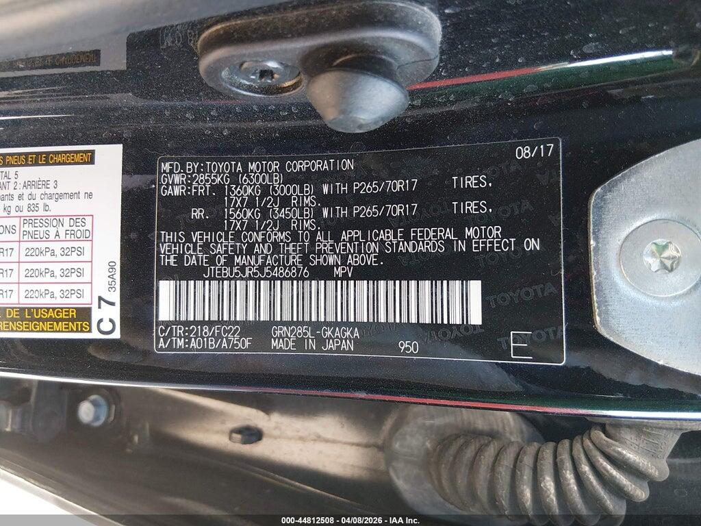 JTEBU5JR5J5486876 2018 TOYOTA 4RUNNER photo no. 9