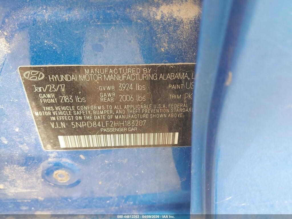 5NPD84LF2HH183207 2017 HYUNDAI ELANTRA photo no. 9