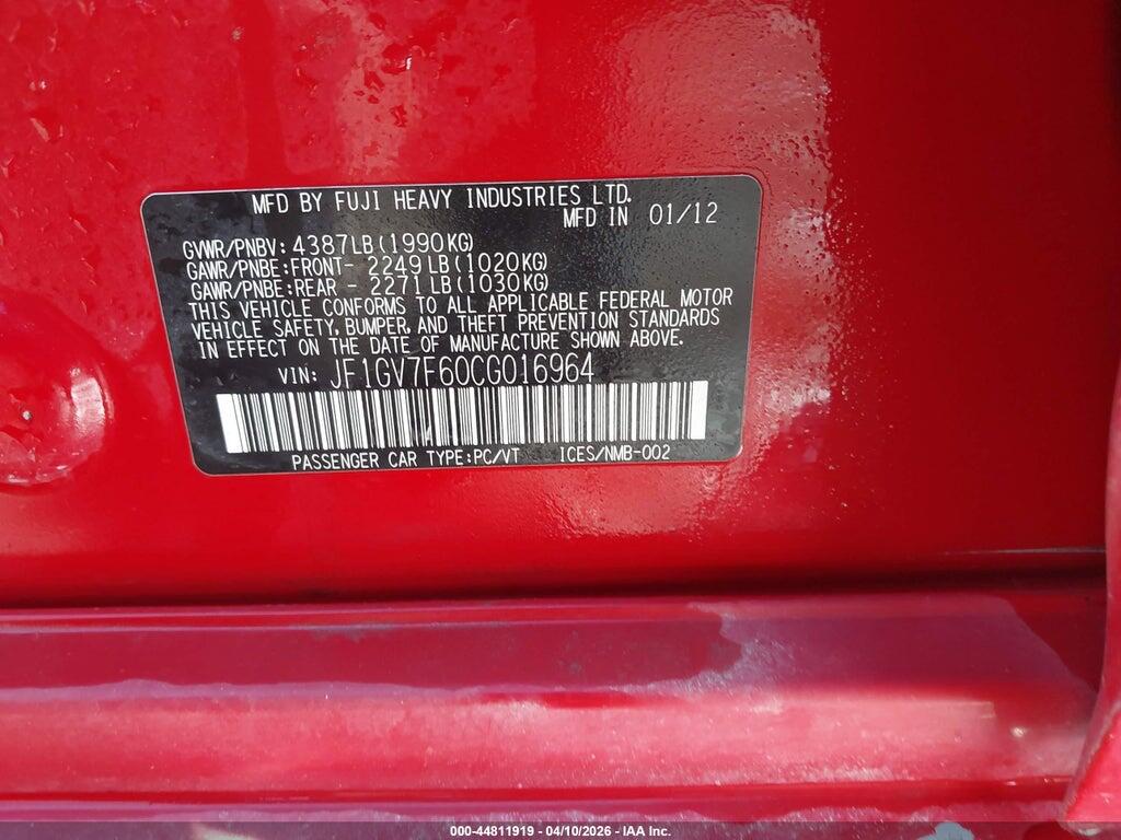 JF1GV7F60CG016964 2012 SUBARU IMPREZA photo no. 9