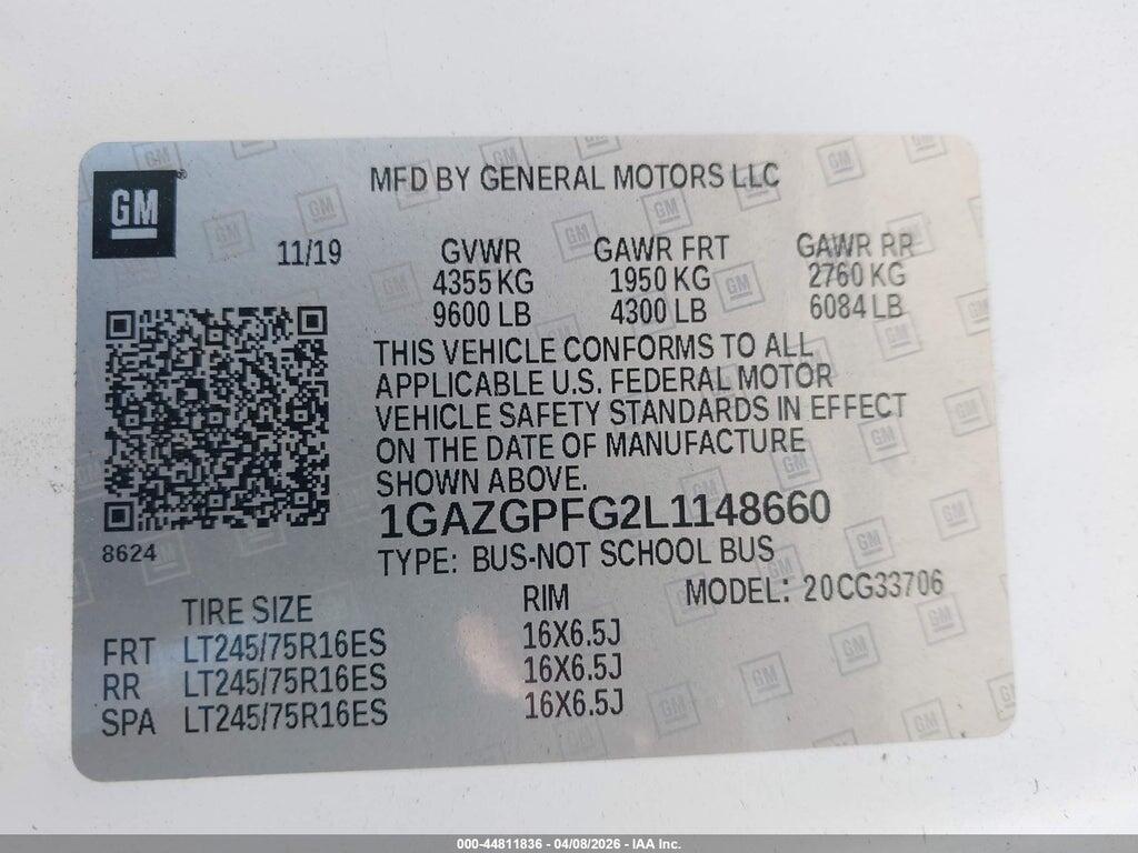 1GAZGPFG2L1148660 2020 CHEVROLET EXPRESS PASSENGER photo no. 9
