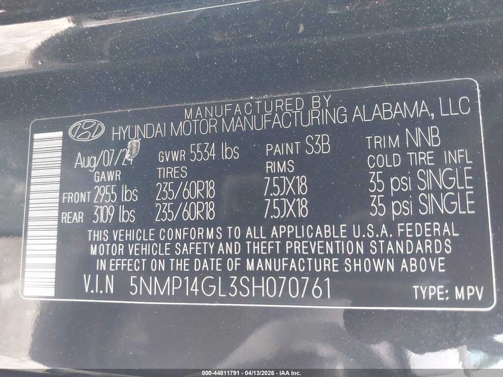 5NMP14GL3SH070761 2025 HYUNDAI SANTA FE photo no. 9