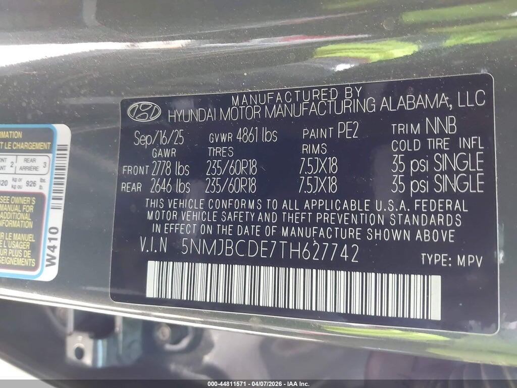 5NMJBCDE7TH627742 2026 HYUNDAI TUCSON photo no. 9