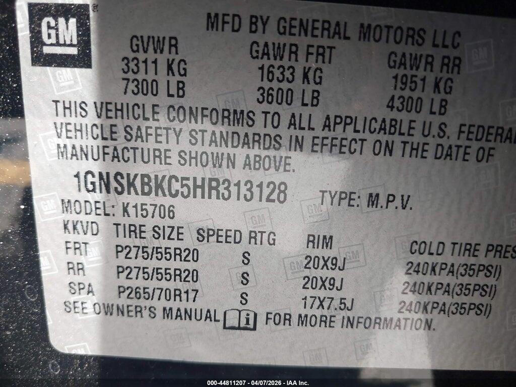 1GNSKBKC5HR313128 2017 CHEVROLET TAHOE photo no. 9