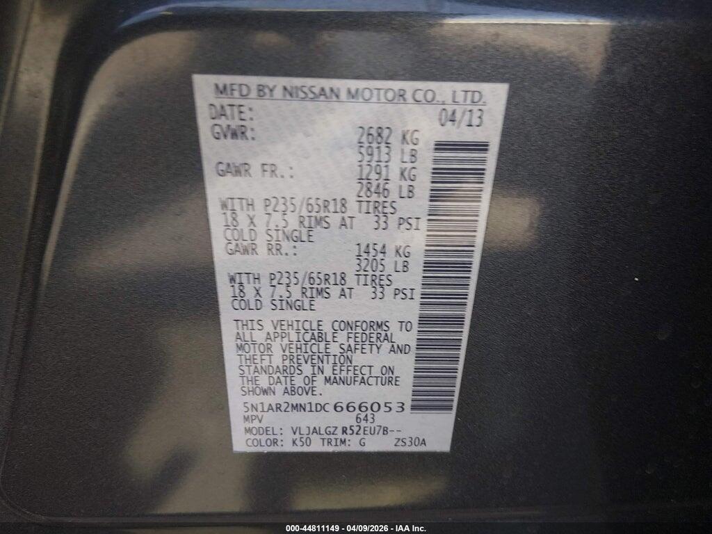 5N1AR2MN1DC666053 2013 NISSAN PATHFINDER photo no. 9
