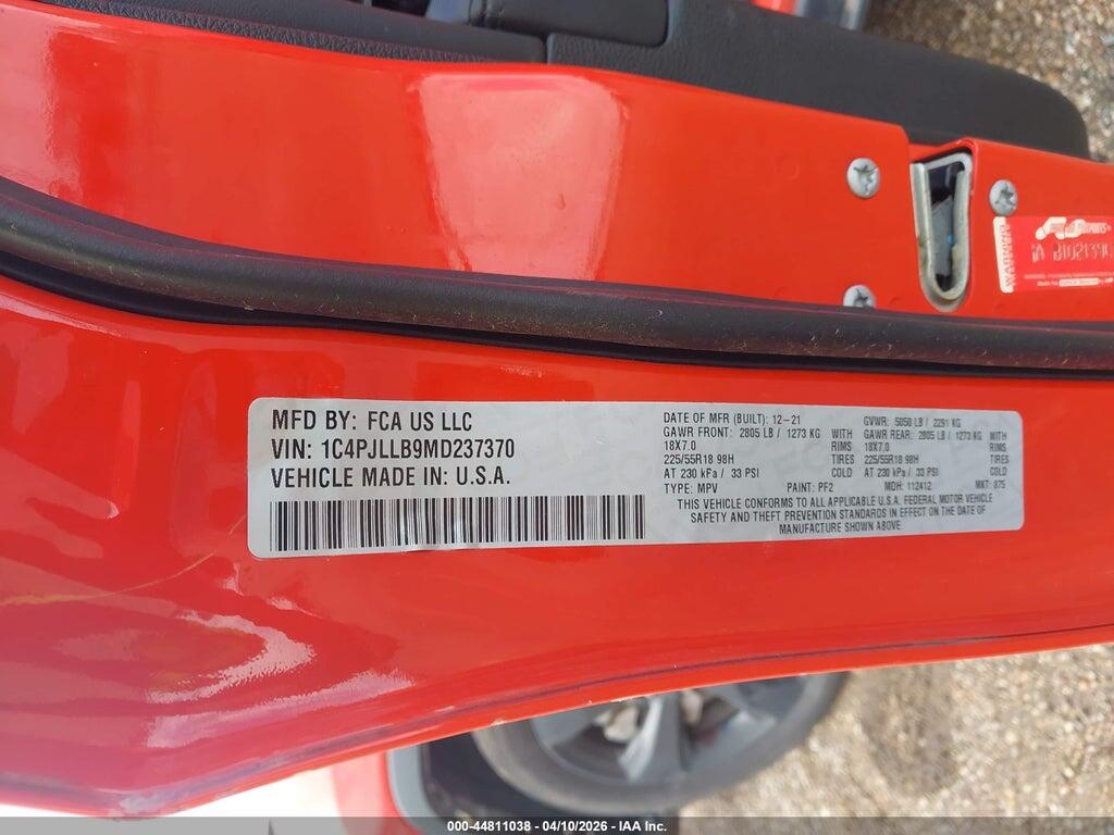 1C4PJLLB9MD237370 2021 JEEP CHEROKEE photo no. 9
