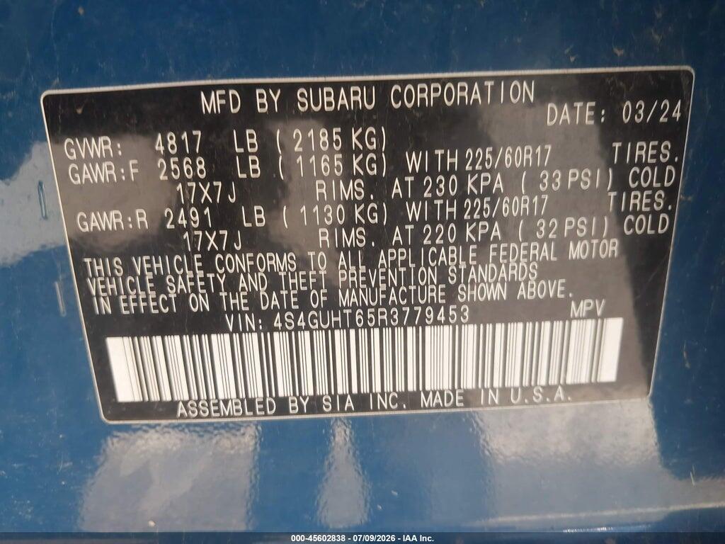 4S4GUHT65R3779453 2024 SUBARU CROSSTREK photo no. 9
