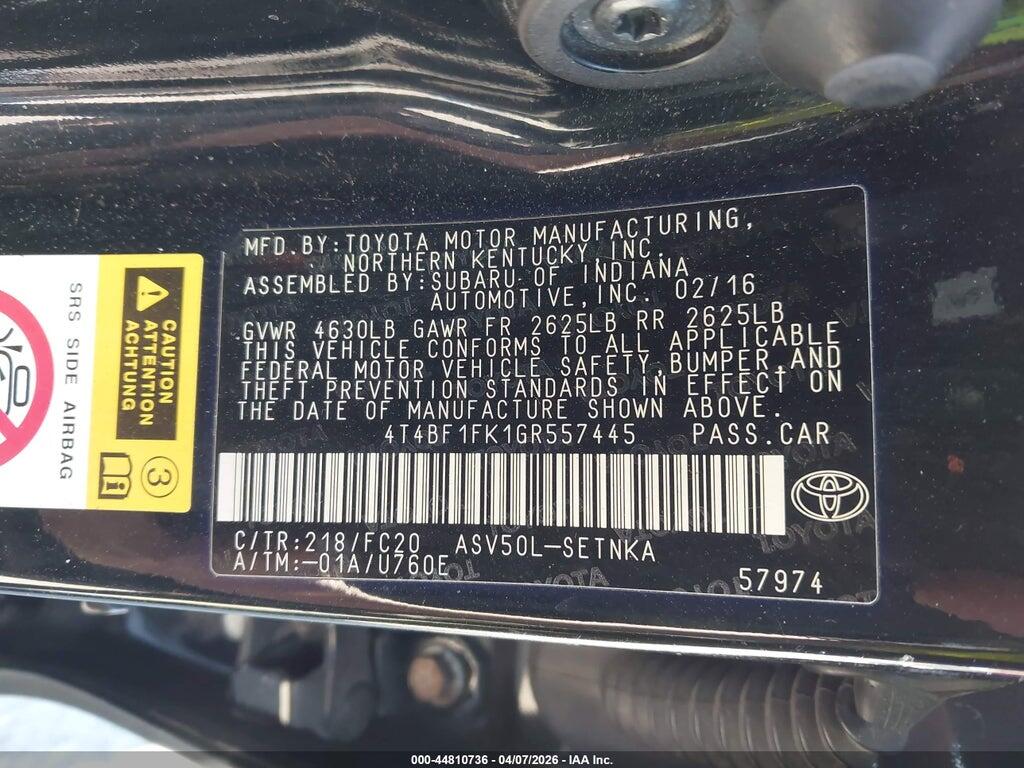 4T4BF1FK1GR557445 2016 TOYOTA CAMRY photo no. 9