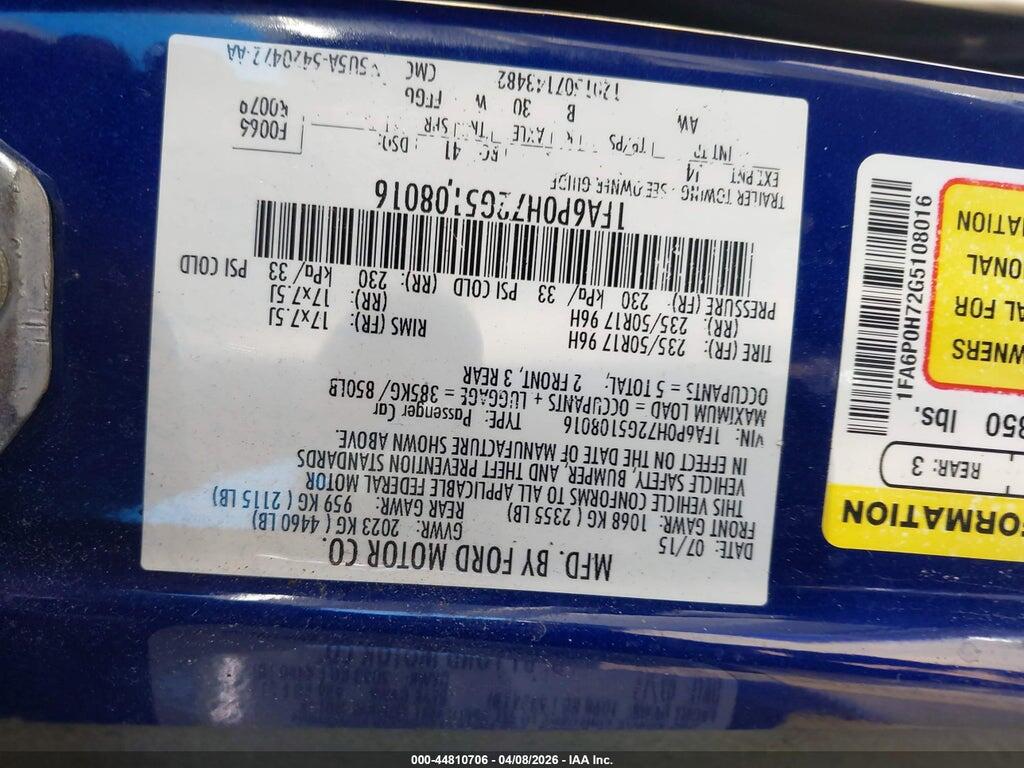 1FA6P0H72G5108016 2016 FORD FUSION photo no. 9