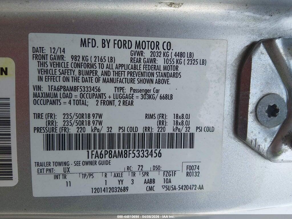 1FA6P8AM8F5333456 2015 FORD MUSTANG photo no. 9