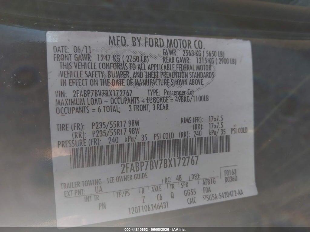 2FABP7BV7BX172767 2011 FORD CROWN VICTORIA photo no. 9