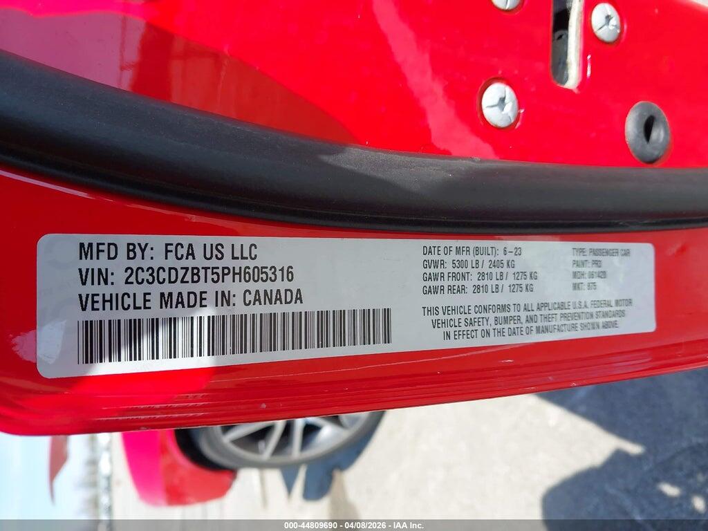 2C3CDZBT5PH605316 2023 DODGE CHALLENGER photo no. 9