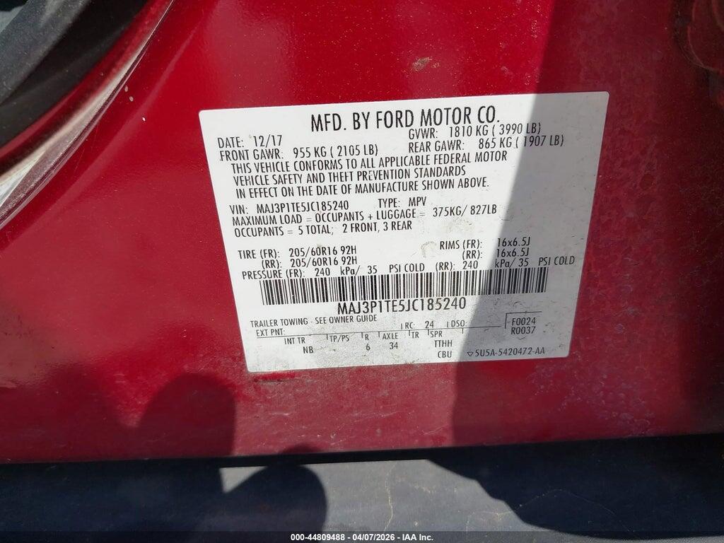 MAJ3P1TE5JC185240 2018 FORD ECOSPORT photo no. 9