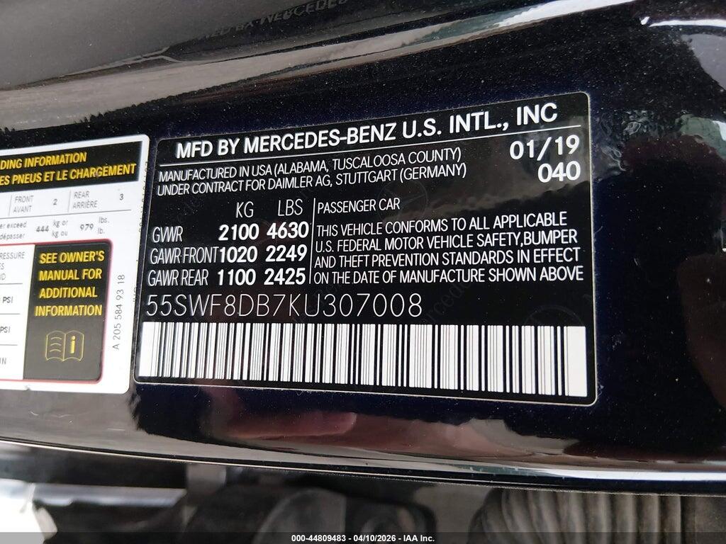 55SWF8DB7KU307008 2019 MERCEDES-BENZ C 300 photo no. 9