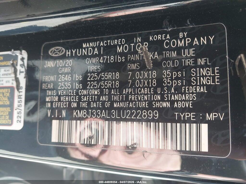 KM8J33AL3LU222899 2020 HYUNDAI TUCSON photo no. 9