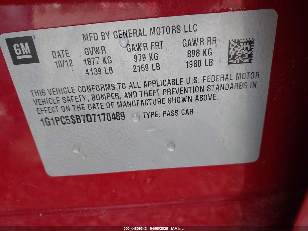 1G1PC5SB7D7170489 2013 CHEVROLET CRUZE photo no. 9
