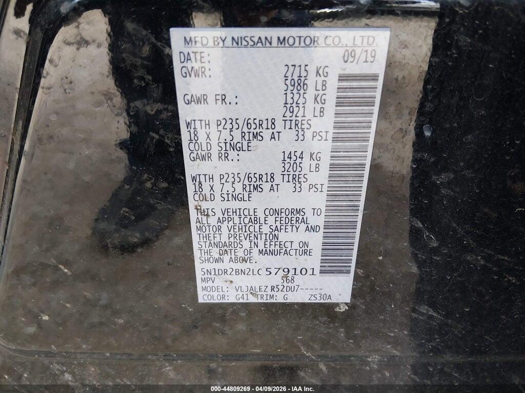 5N1DR2BN2LC579101 2020 NISSAN PATHFINDER photo no. 9