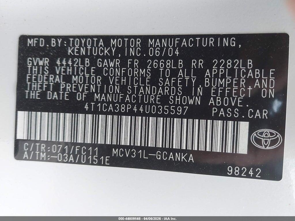 4T1CA38P44U035597 2004 TOYOTA CAMRY SOLARA photo no. 9